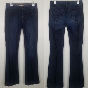 Paige - Dark Wash Pleated Flare Jean's 27